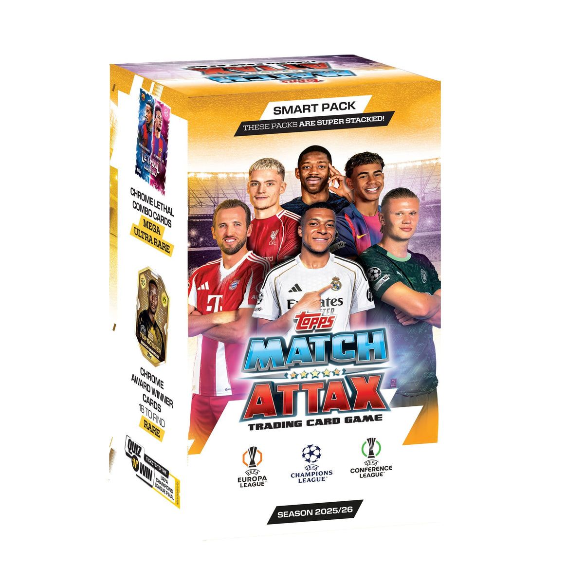 Topps Match Attax 2025 Smart Pack front view with vibrant collectible cards