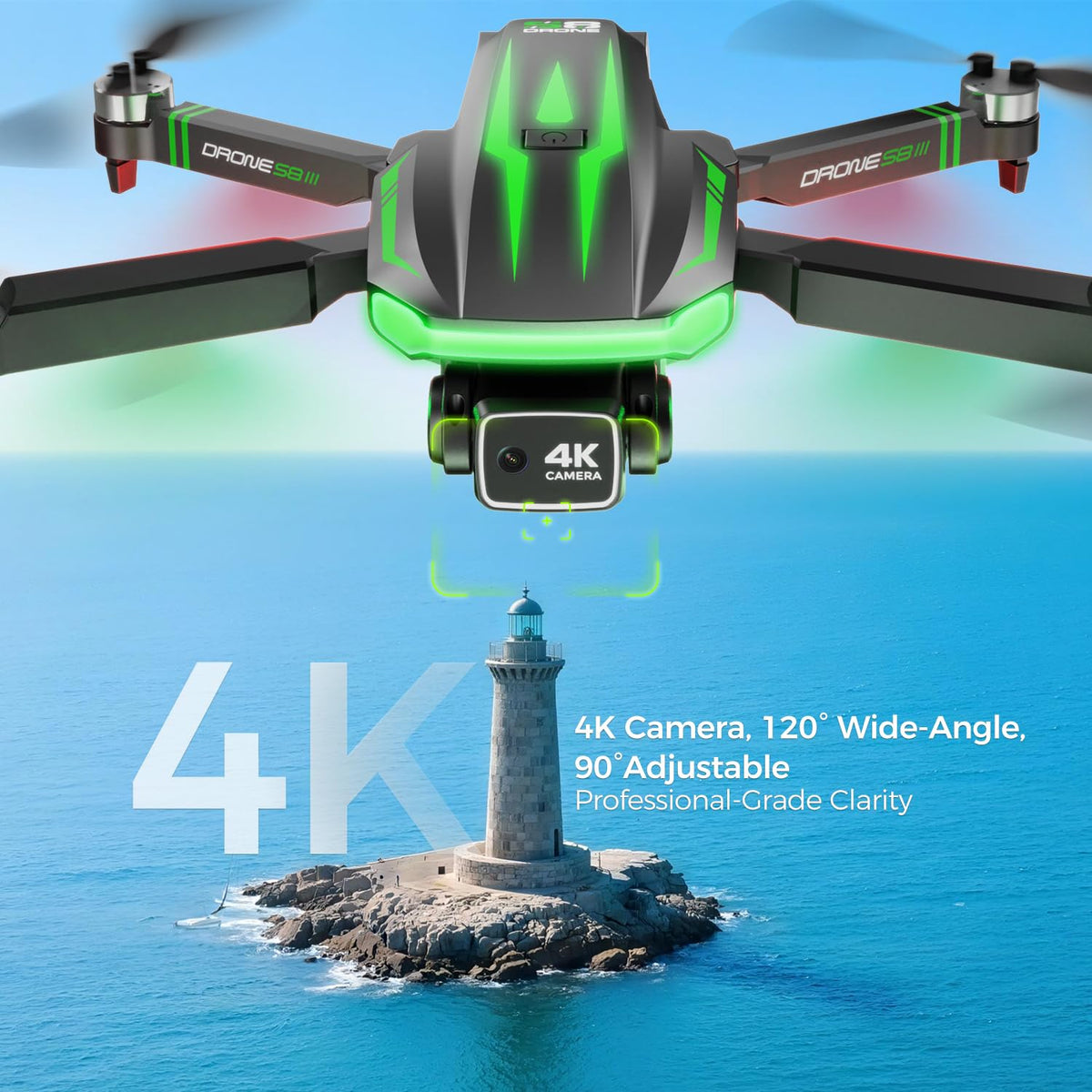 TOPRCBOXS S8 4K camera with 90-degree tilt for elevated perspectives.