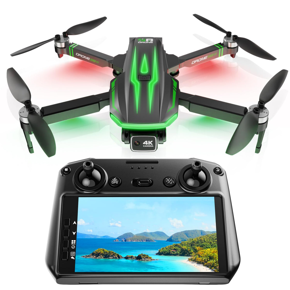 TOPRCBOXS S8 drone folded compact for easy portability.