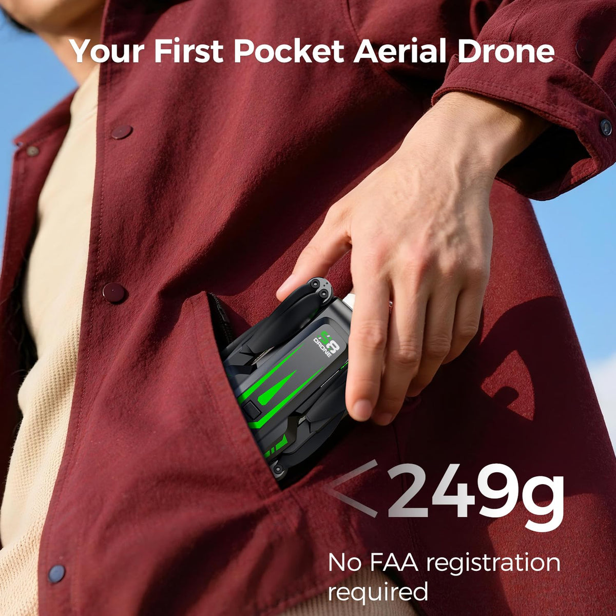 TOPRCBOXS S8 dual batteries extend total flight time up to 60 minutes.