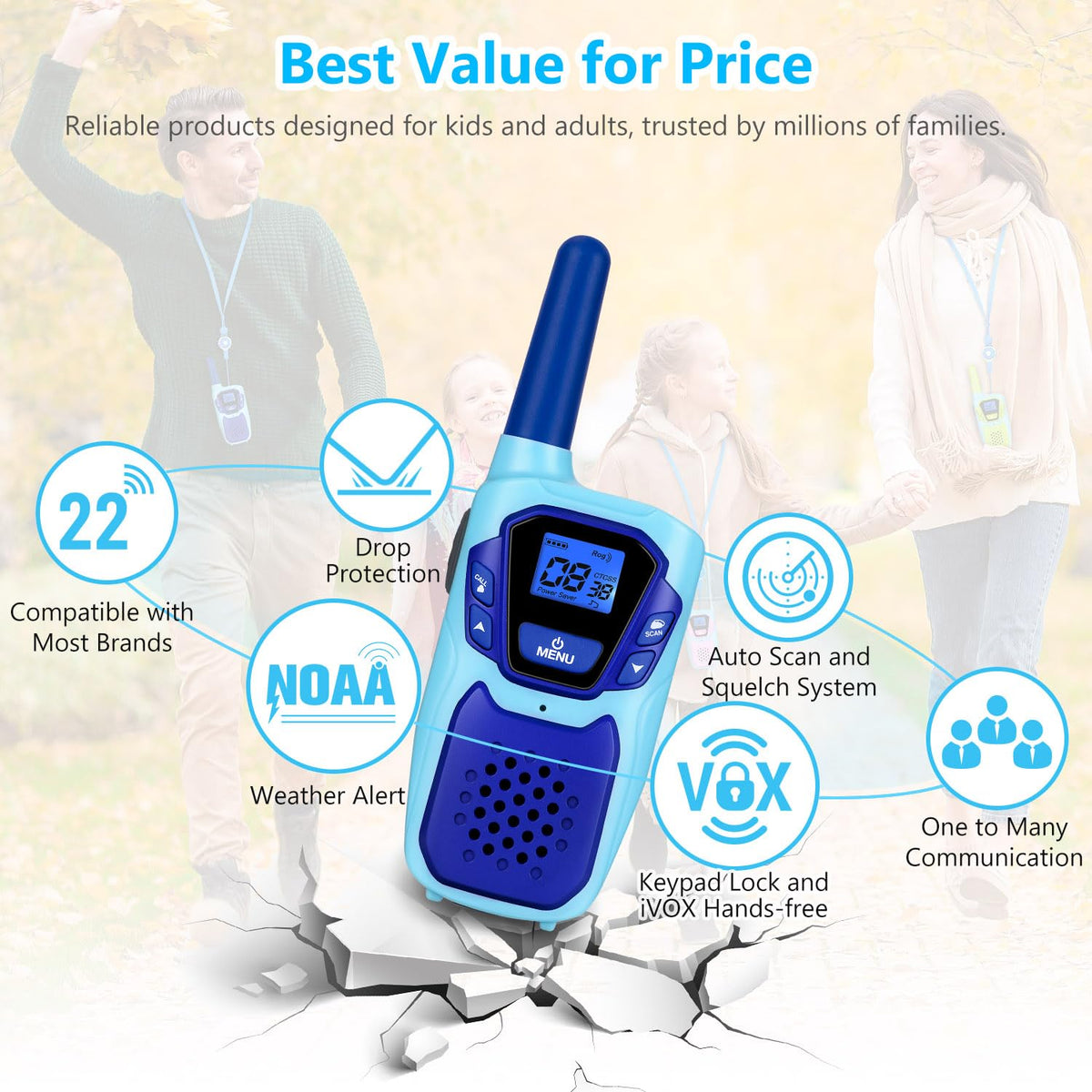 Topsung iVOX hands-free mode on kids walkie talkies