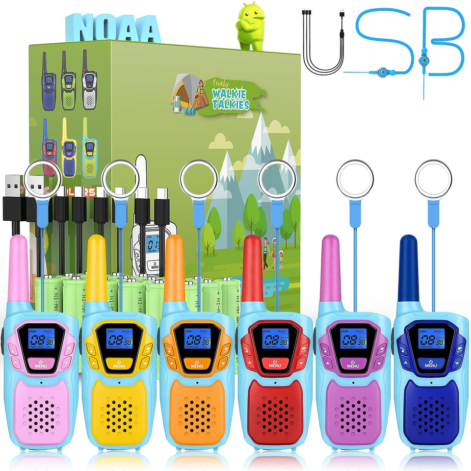 Topsung walkie talkies long-range pink six-pack for family outdoor use