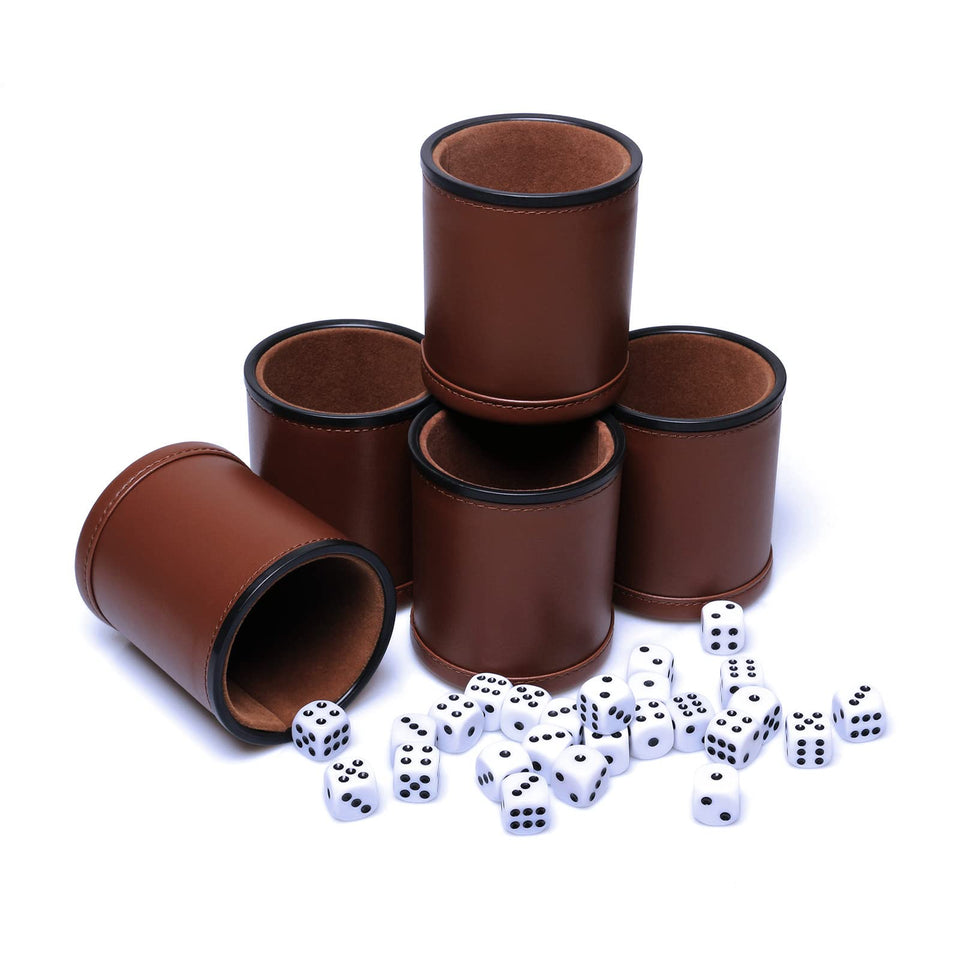 TOPTAN leatherette dice cups with felt-lined interior for smooth play