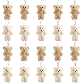 TOPZEA mini plush bear white and brown keychain, palm-size charm for bags and decor.