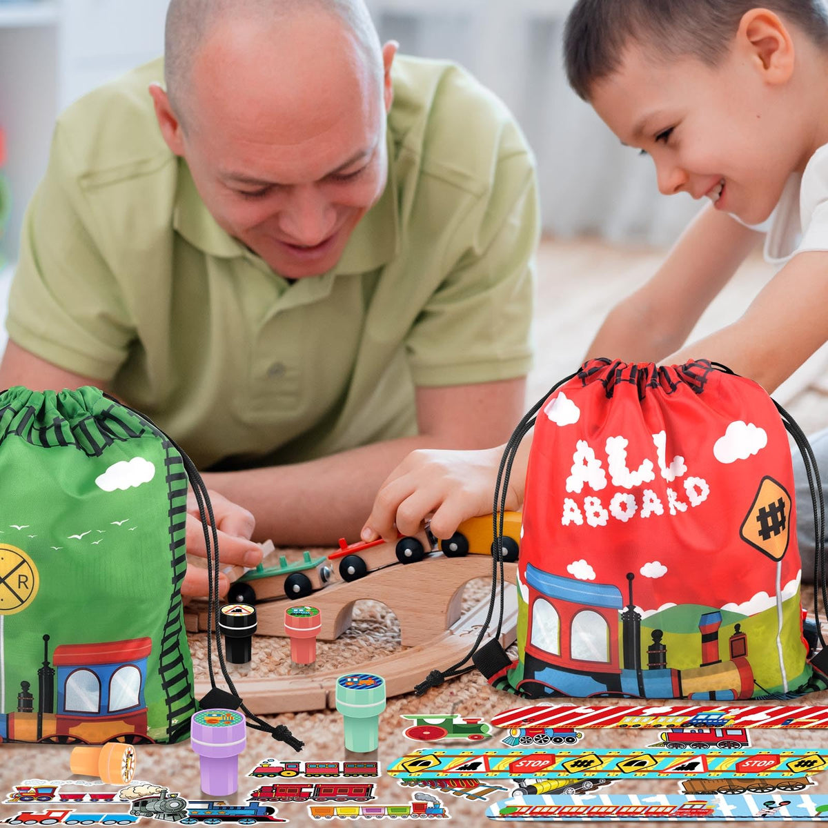 TOQI Train Favors drawstring bags hold small gifts for easy storage
