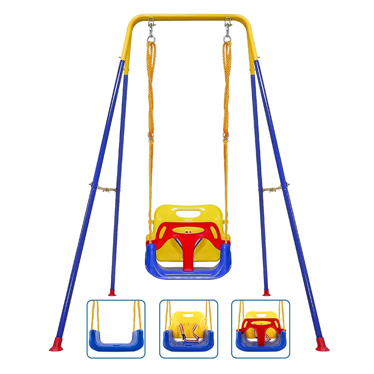 TOREVSIOR toddler swing 3-in-1 outdoor indoor setup promotes growing flexibility for play.