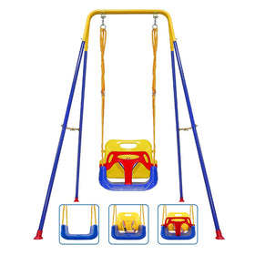 TOREVSIOR toddler swing 3-in-1 outdoor indoor setup promotes growing flexibility for play.