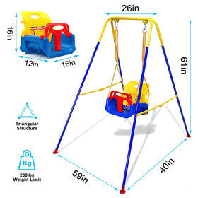 TOREVSIOR swing includes safety belt and floor pads to protect floors.