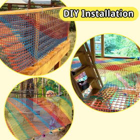 Toriexon climbing net hammock-ready layout supports lounging between climbs.
