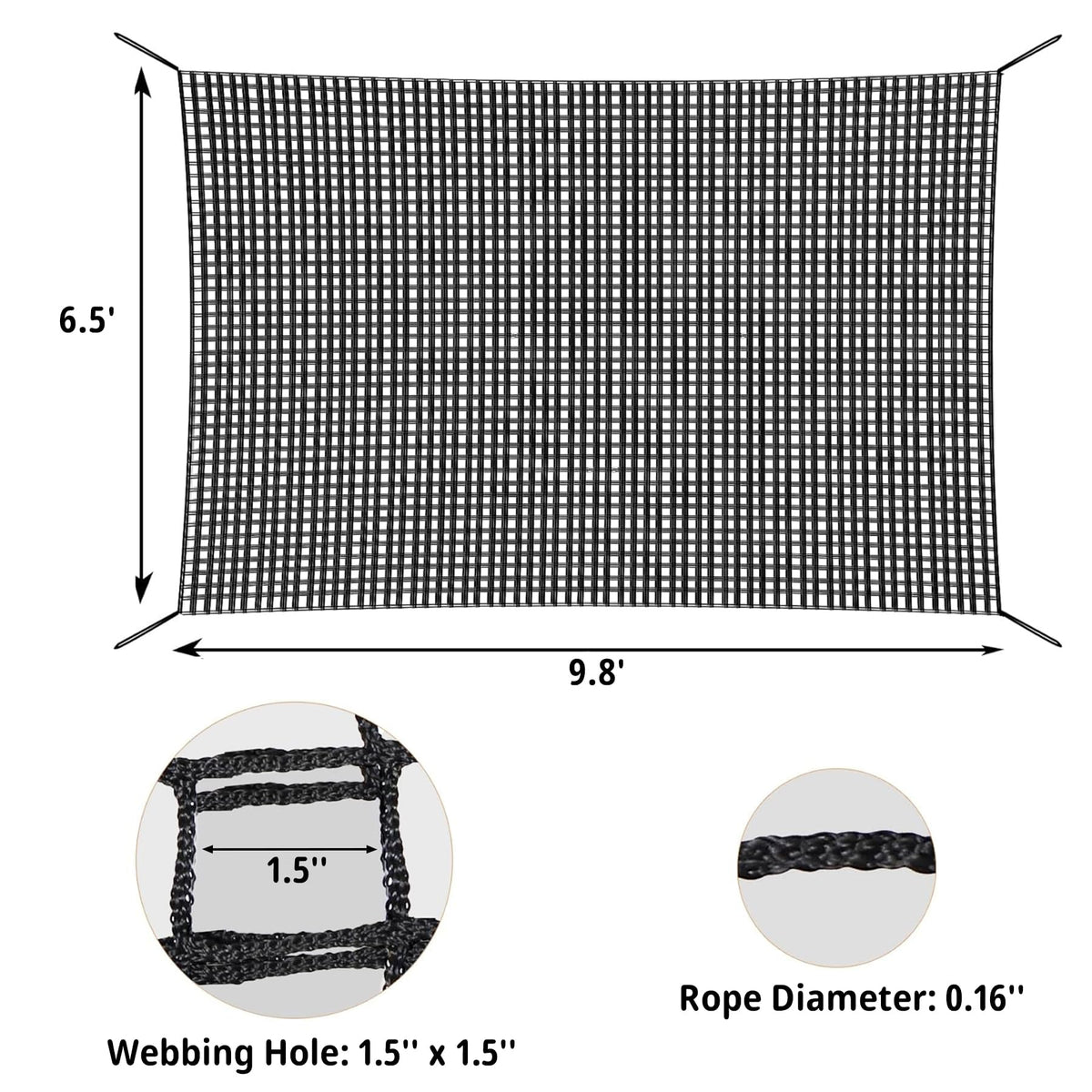 Toriexon double-layer safety net close-up; added stability during climbing.