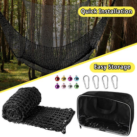 Toriexon versatile setup; treehouse, hammock, swing area.