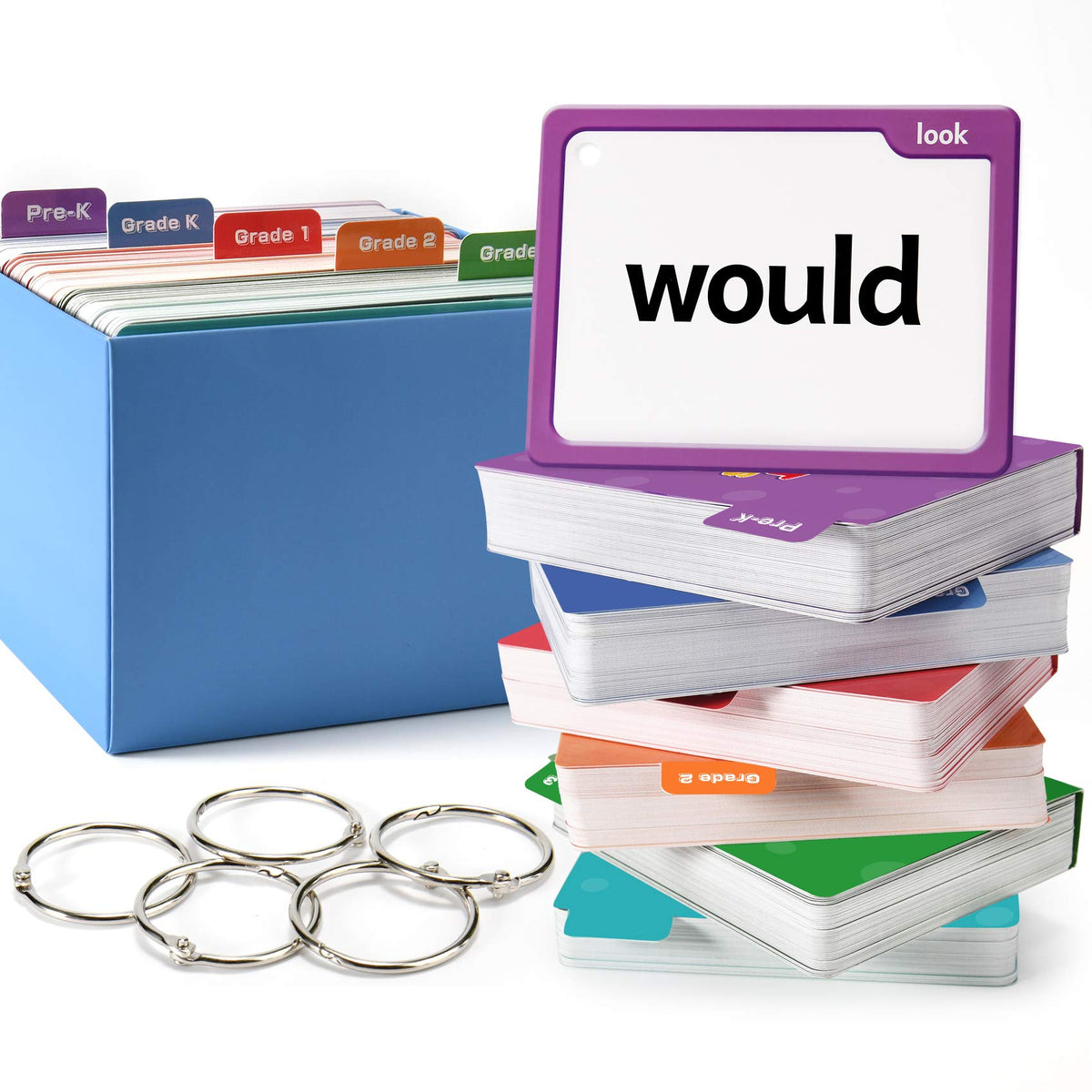 Torlam 520 sight words flash cards with cover for classroom organization and quick access.