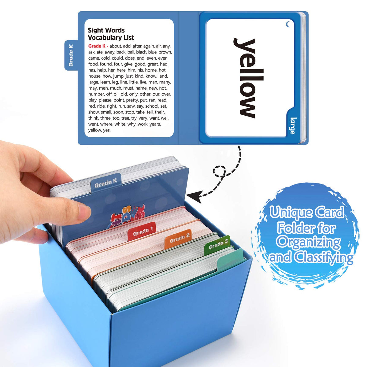 Torlam 520 sight words flash cards folders support level-based organization.