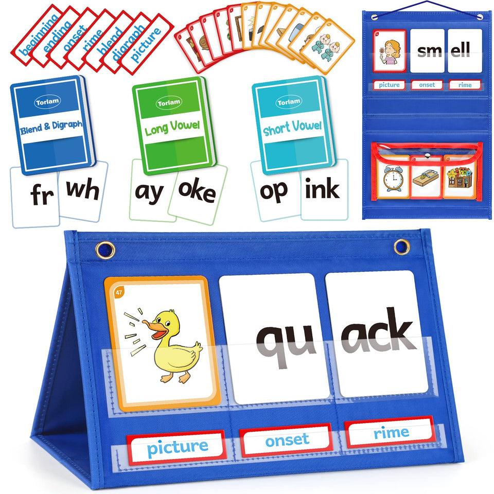Torlam blends and digraphs pocket chart for tabletop phonics activities.