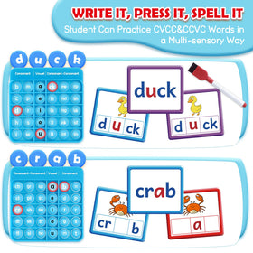 Torlam color coded flashcards vowels in red purple support phonics progression