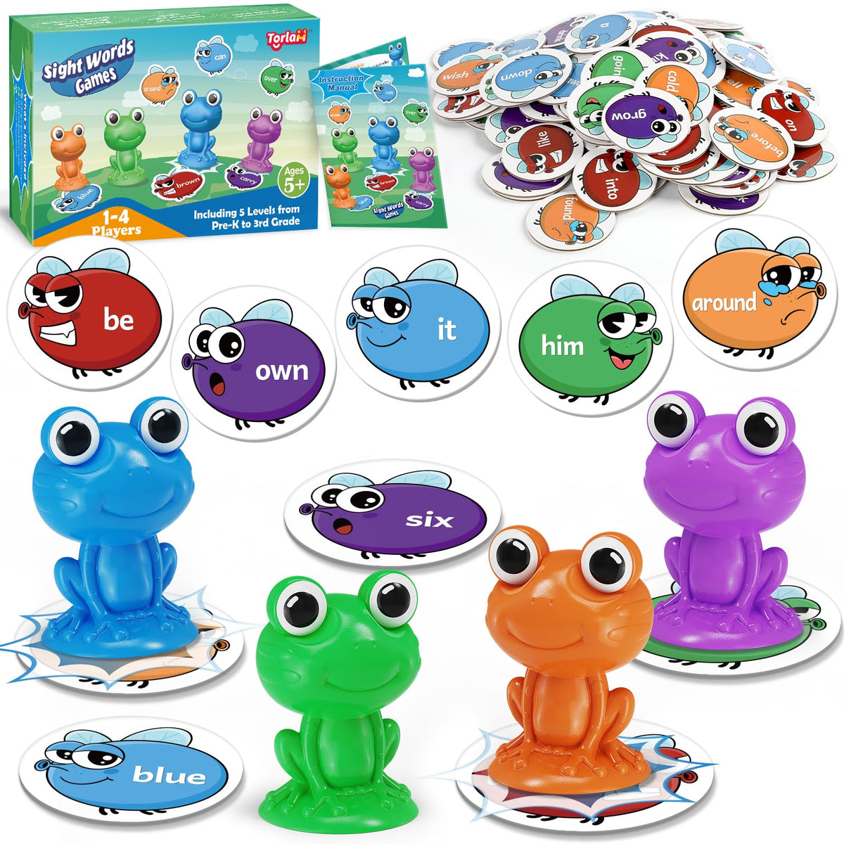 Torlam Frog Sight Word Games pack with suction cups for active word practice.