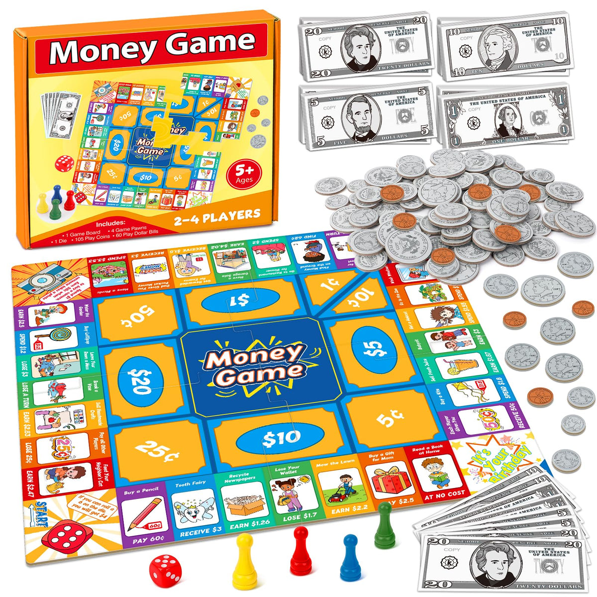 Torlam Money Board Game board for kids to learn counting and math through play