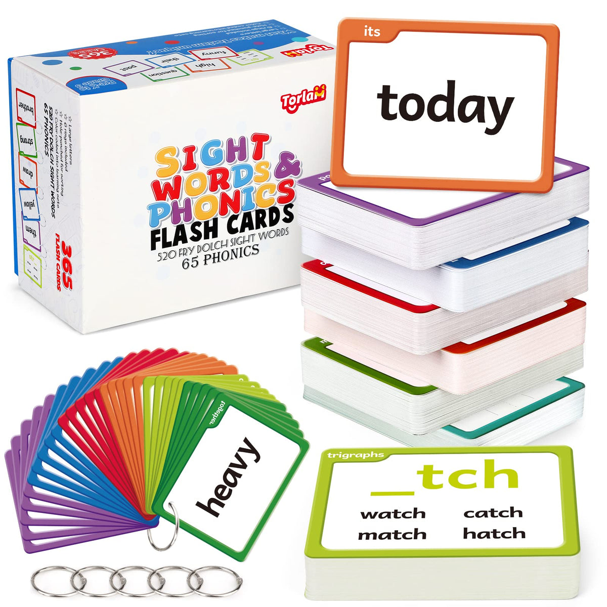 Torlam sight words flash cards deck for early readers and word recognition