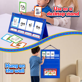 Torlam pocket chart stand shown on a table for versatile learning