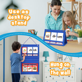 Torlam wall or tabletop pocket chart with grommets for flexible display.