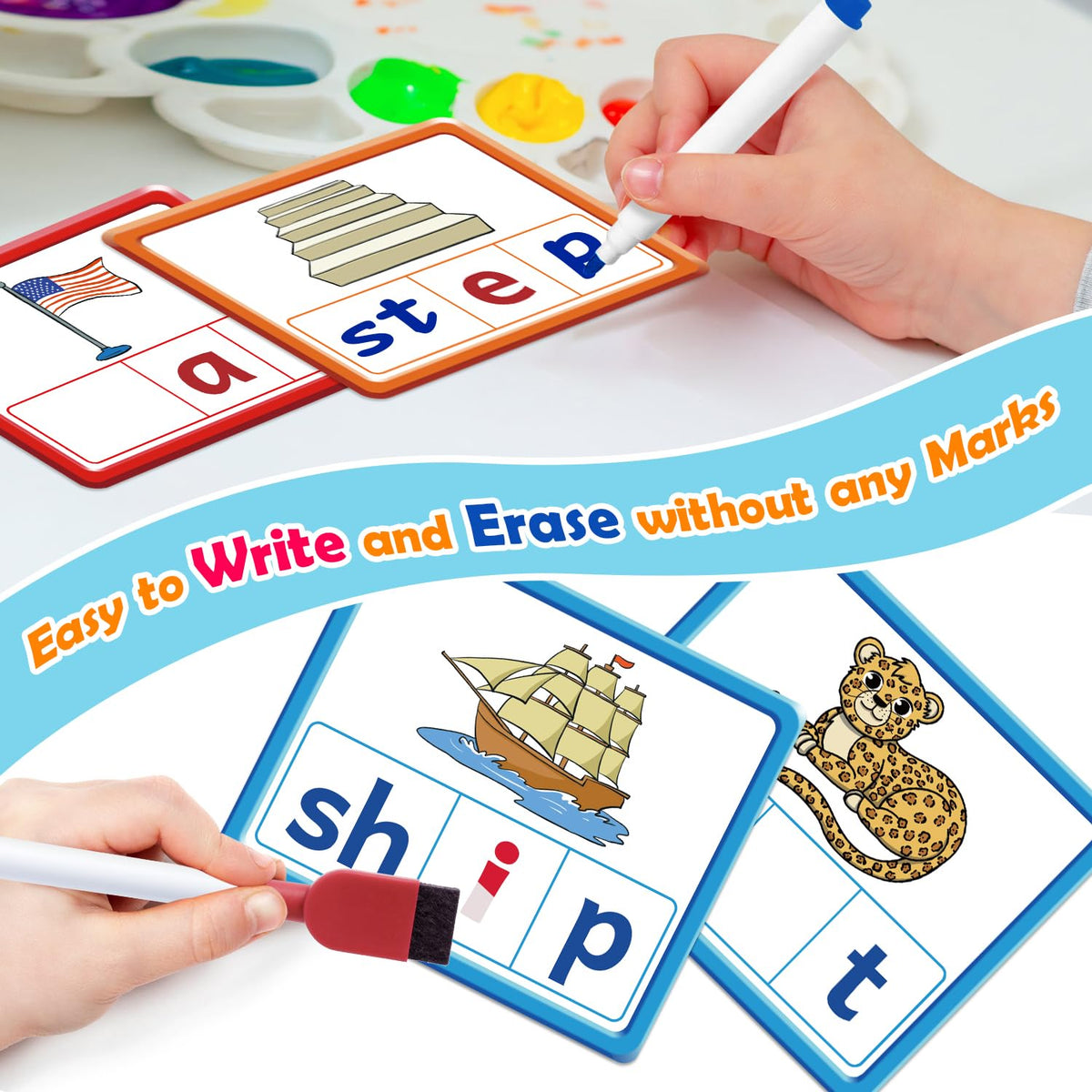 Torlam word-builders cards with scenes reinforce spelling through prompts