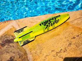 Torpedo Strike DartFin mid-glide underwater in yellow showing smooth travel.