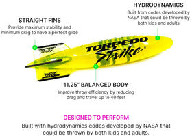 Torpedo Strike DartFin underwater passing in yellow for reliable dives.