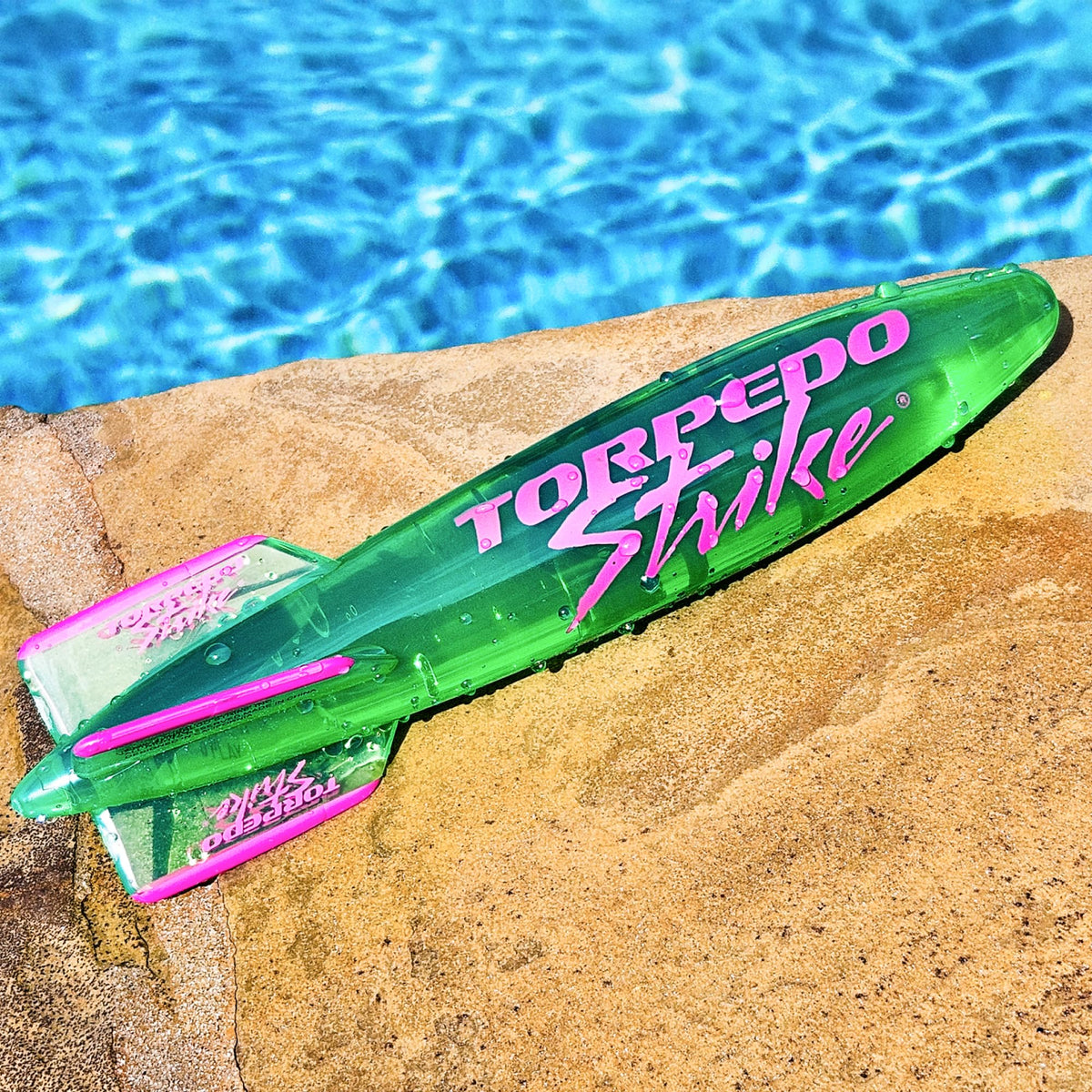 SpinFin underwater rocket in action, spins and glides for pool game fun.
