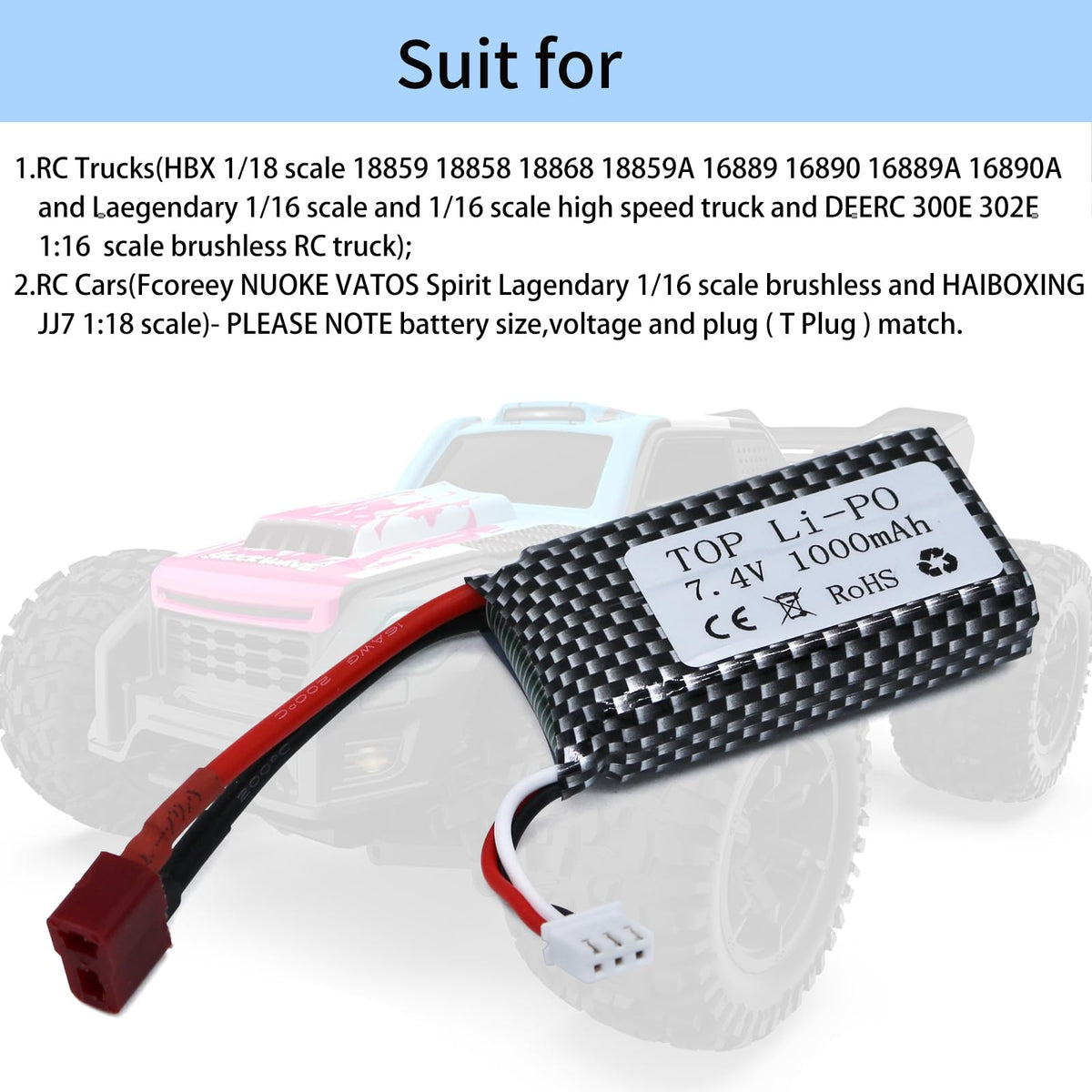 Two-pack battery set from Tosiicop for extended RC racing sessions.