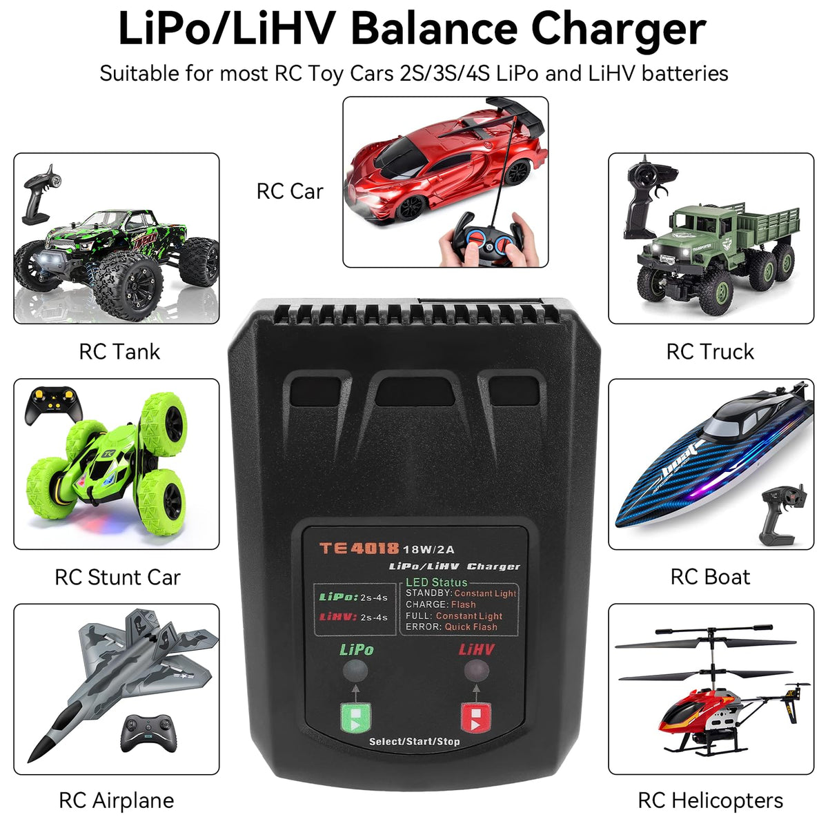 Tosiicop LiPo balance charger RC use case ready for cars and drones