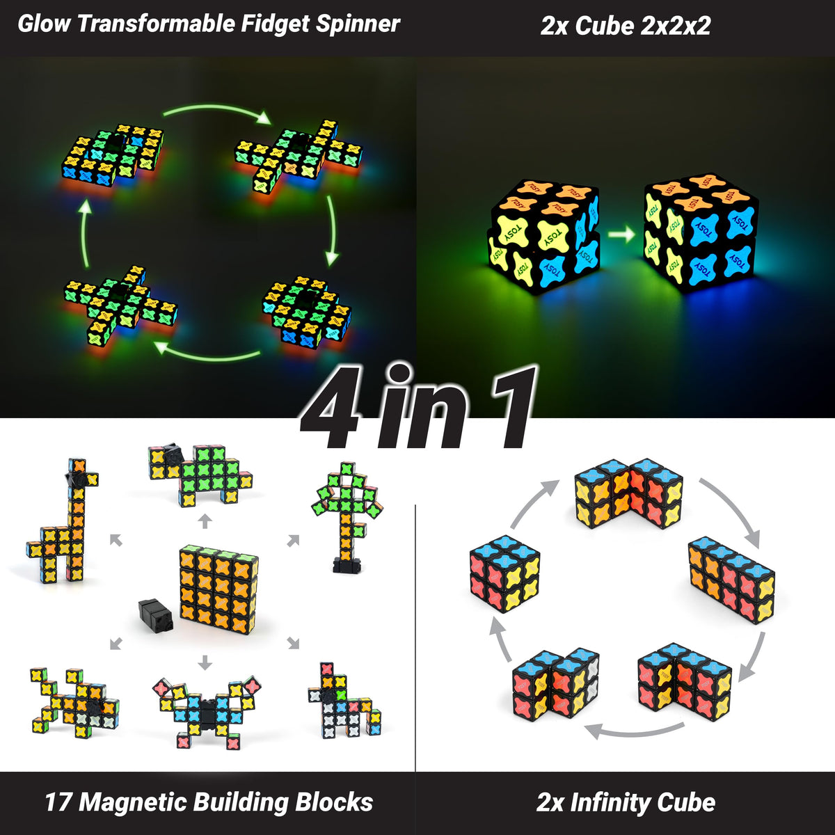 TOSY infinity cube can be formed in many shapes to relieve stress and improve dexterity.