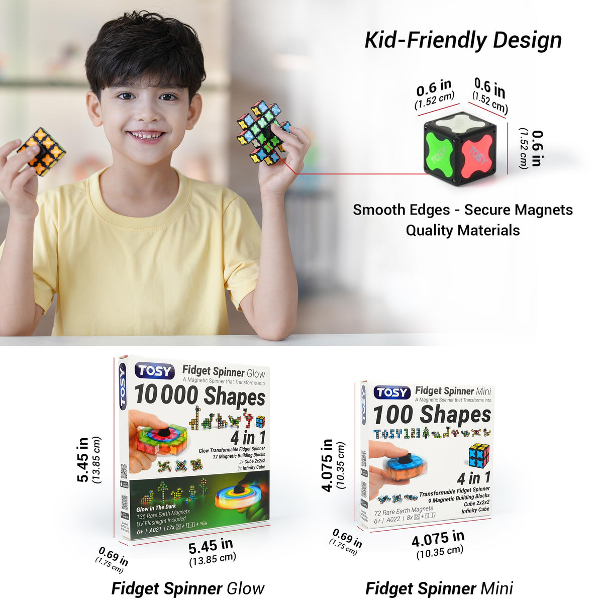 TOSY magnetic building blocks offering 100+ shape possibilities for creative play.