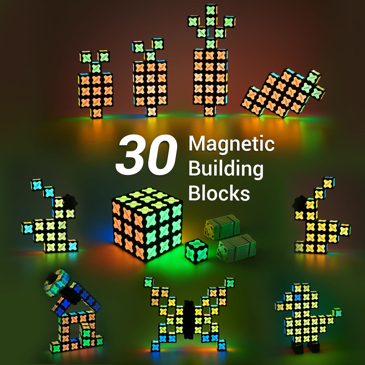 Close-up of TOSY Magnet Cube showing 240 magnets in the corners.