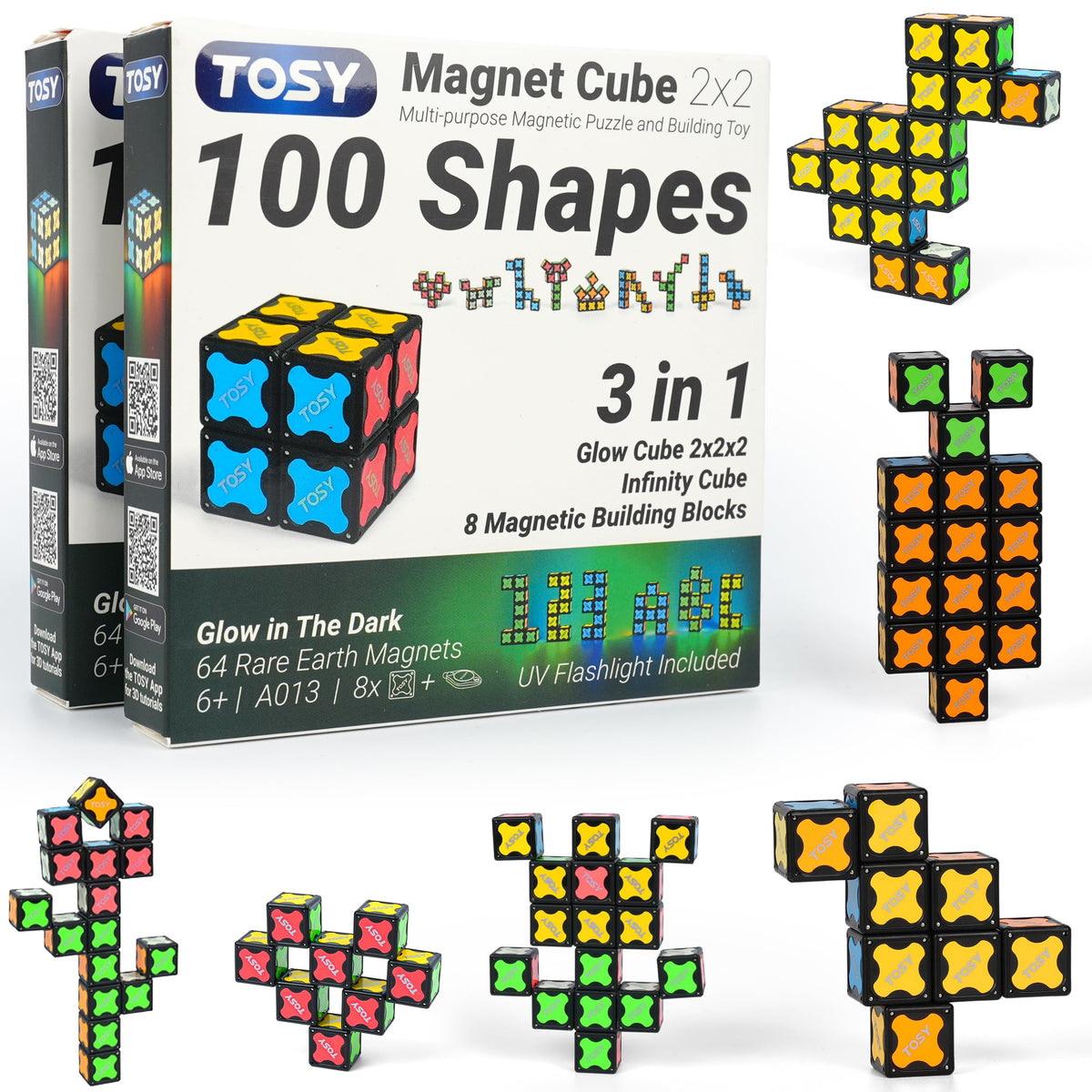 TOSY Magnet Cube 2x2 with eight blocks for smooth rotation and versatile configurations.