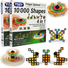 TOSY Magnet Fidget Spinner Glow blocks forming colorful shapes for focus and dexterity