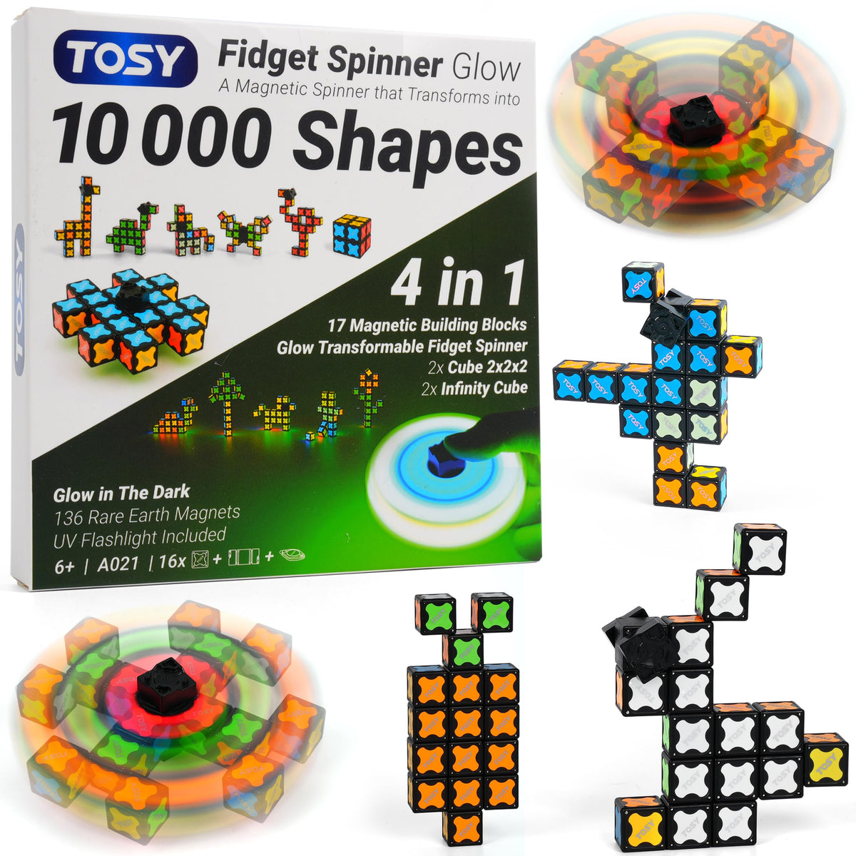 TOSY Magnet Fidget Spinner Glow assembly for creative configurations and focused play.