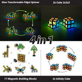 TOSY Magnet Fidget Spinner Glow infinity cube shapes to support dexterity and focus