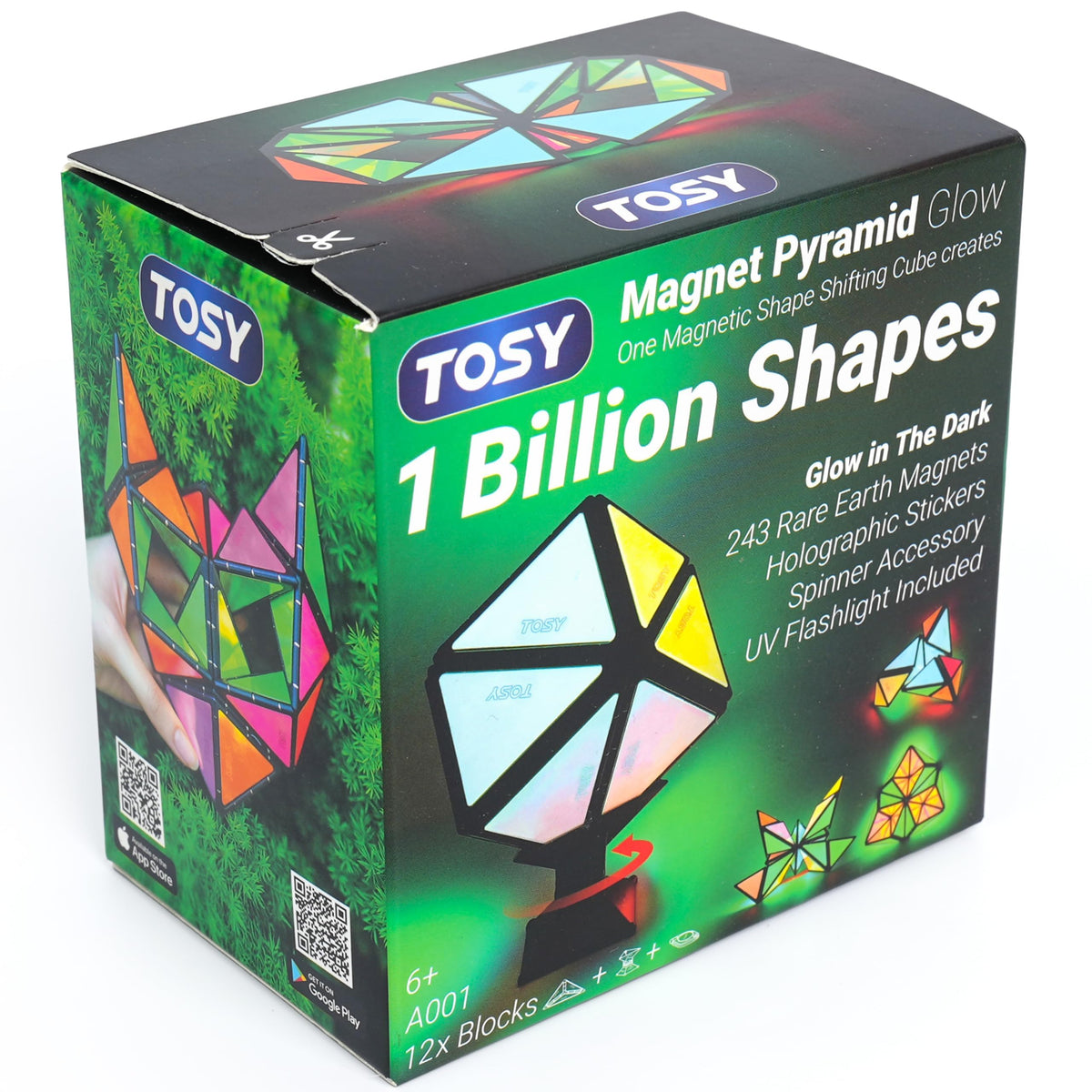 TOSY Magnet Pyramid Glow cube showing endless shape possibilities for creative play