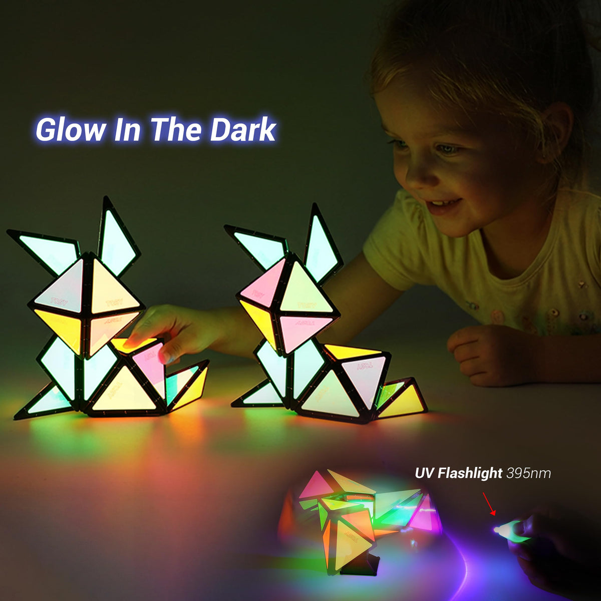 TOSY Magnet Pyramid Glow holographic stickers glow for enhanced dark-room play