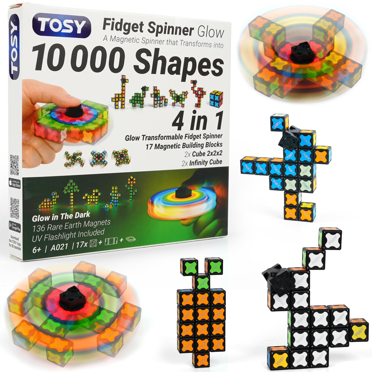 TOSY Magnet Fidget Spinner Glow with 136 magnets spinning smoothly.