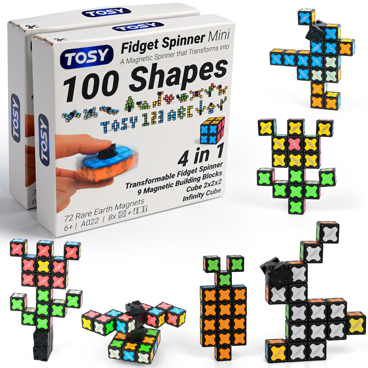 TOSY Magnet Spinner Mini front view shows eight-block design for steady, long spins.
