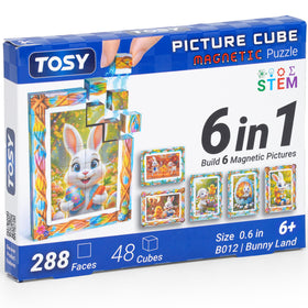 TOSY Picture Cube Bunny Land six-in-one puzzle for solo play and family nights