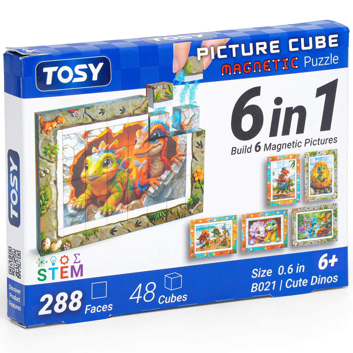 TOSY Picture Cube Cute Dino magnetic blocks assembling six artworks for family game night