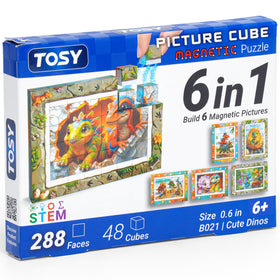 TOSY Picture Cube Cute Dino magnetic blocks assembling six artworks for family game night