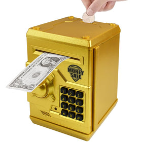 Totola piggy bank electronic mini ATM gold front view helps kids save
