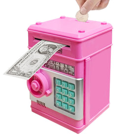 Totola piggy bank exterior in deep pink for saving with style