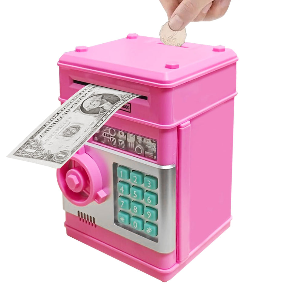 Totola piggy bank exterior in deep pink for saving with style
