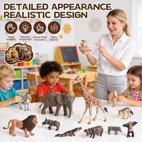 Totsmile 12-piece safari figurine cheetah captures speed for dynamic classroom demos.