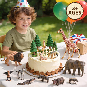 Totsmile 12-piece safari figurine leopard highlights spotted coat for dramatic scenes.