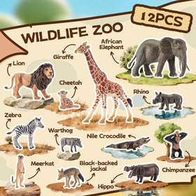 Totsmile 12-piece safari figurine elephant showcases trunk detail for pretend safaris.